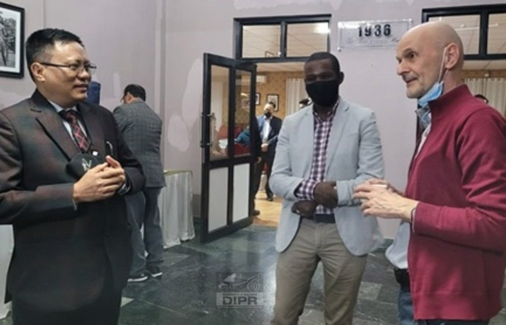 APC, Y Kikheto Sema with Programme Office IFAD Frew Behabtu and Mission Team Leader IFAD Anton Glaser during a meeting with consultants from IFAD, UN Agency at de Oriental Grand, Kohima on November 15. (DIPR Photo)